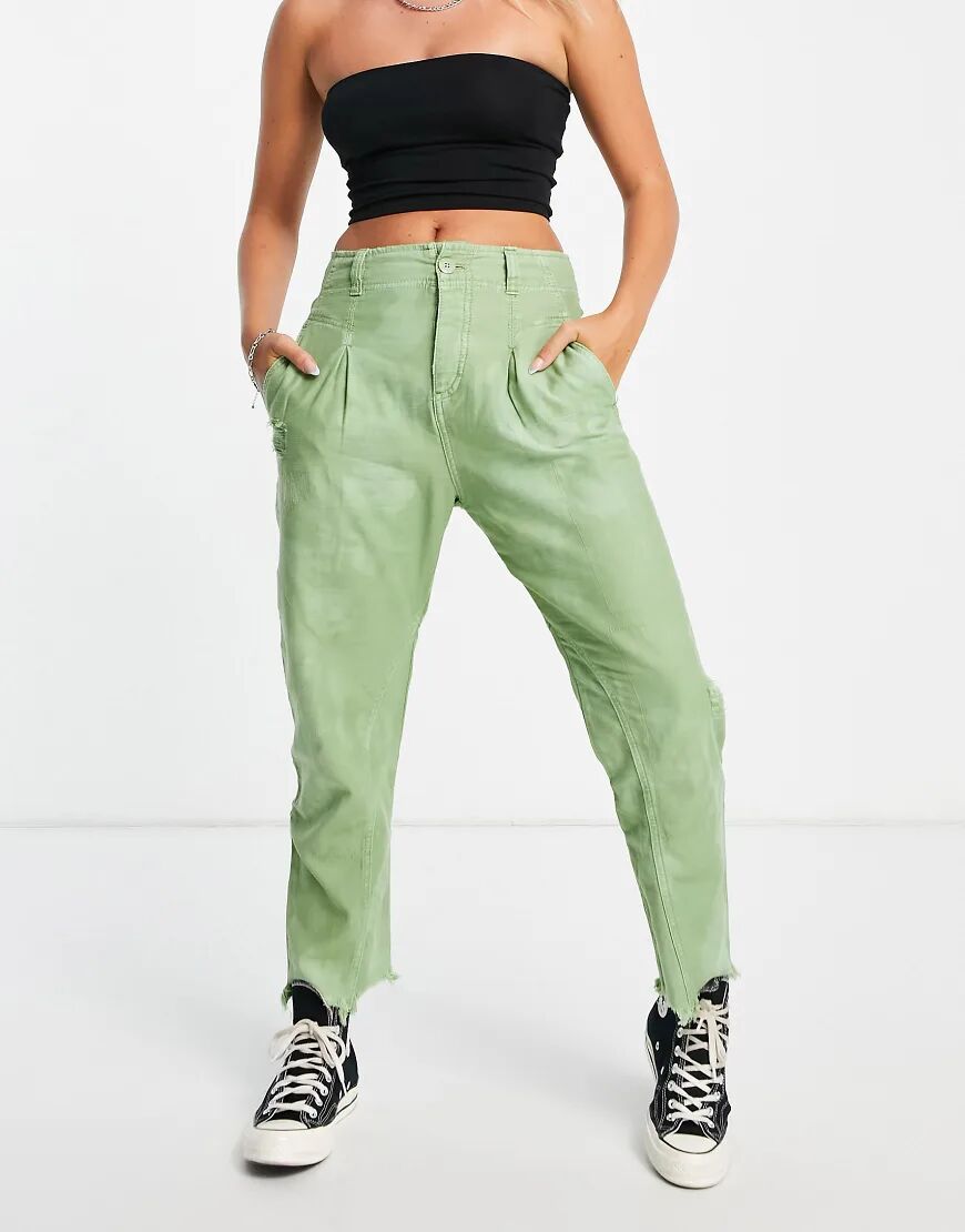 Free People Rock Steady boyfriend fit trousers in green  Green