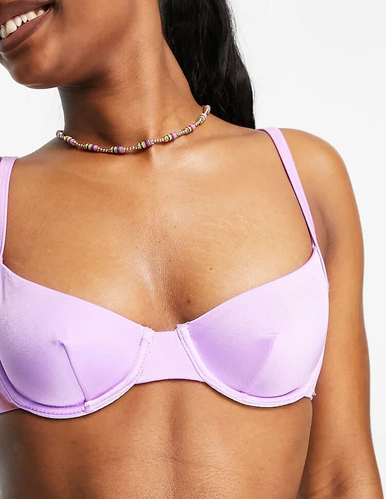 Free Society Exclusive underwire bikini top in metallic lilac-Purple  Purple