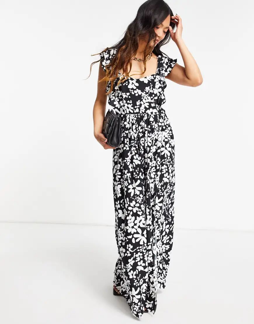 French Connection floral maxi dress in black multi  Multi