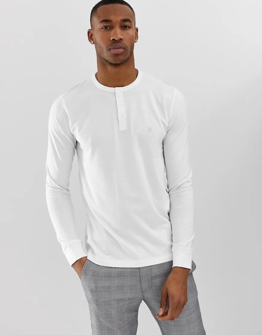 French Connection plain grandad long sleeve top-White  White