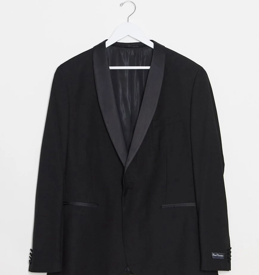 French Connection PLUS slim fit tuxedo suit jacket-Black  Black