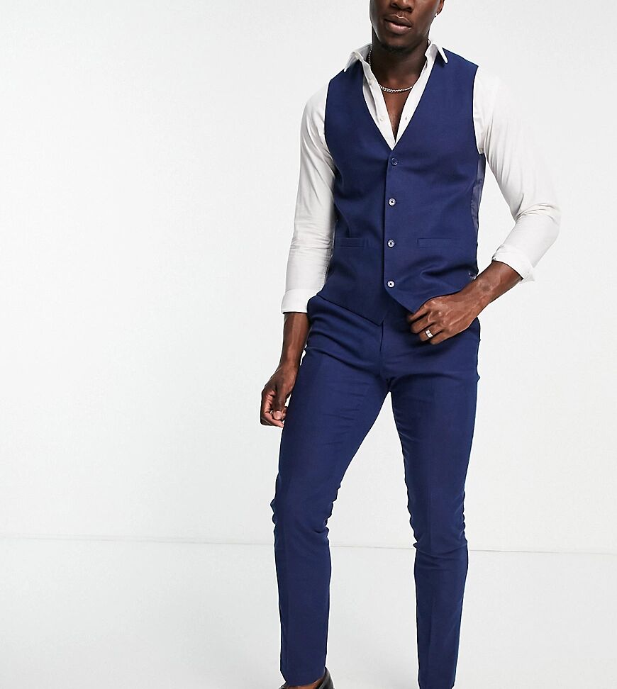 French Connection Tall linen slim fit suit trousers-Blue  Blue