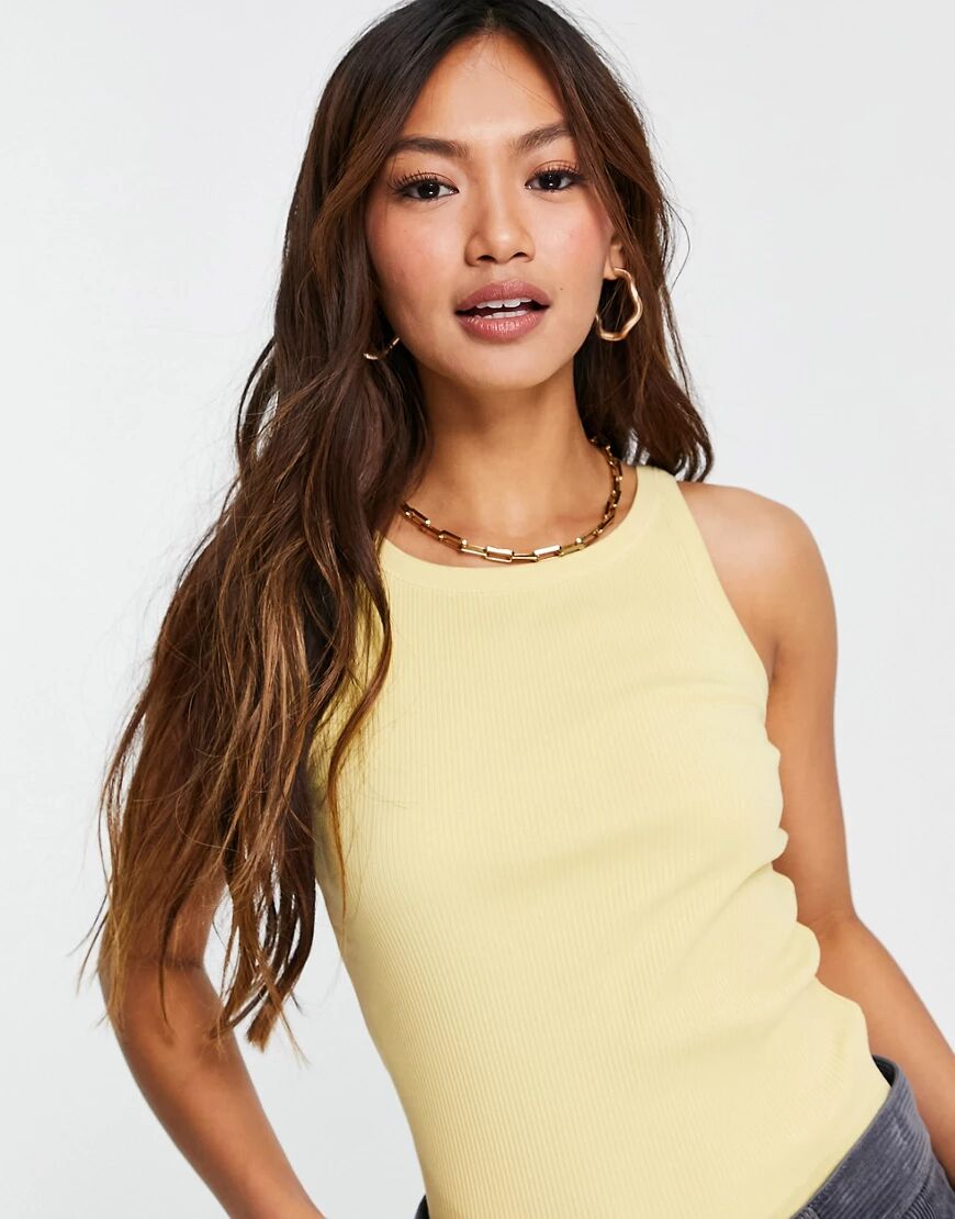 Gestuz Rolla ribbed vest top in yellow-Green  Green