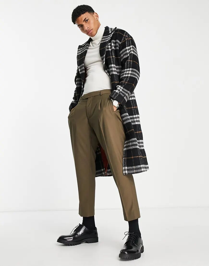 Gianni Feraud oversized checked overcoat-Black  Black