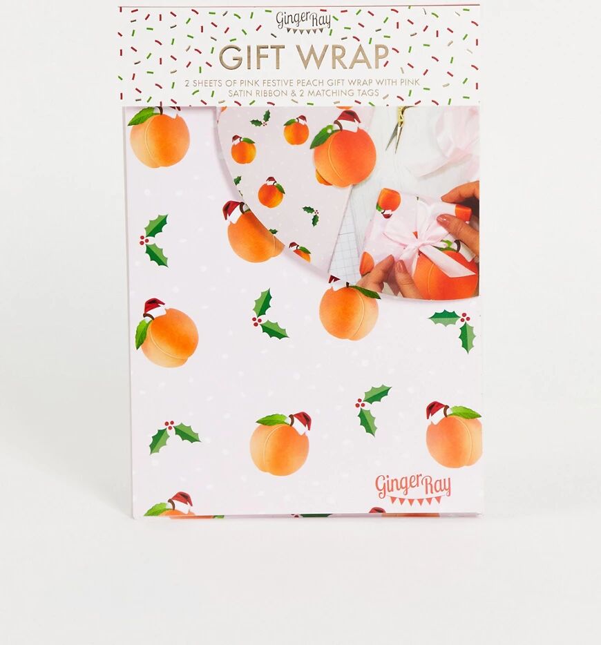 Ginger Ray peach wrapping paper, ribbon and tag kit-Pink  Pink