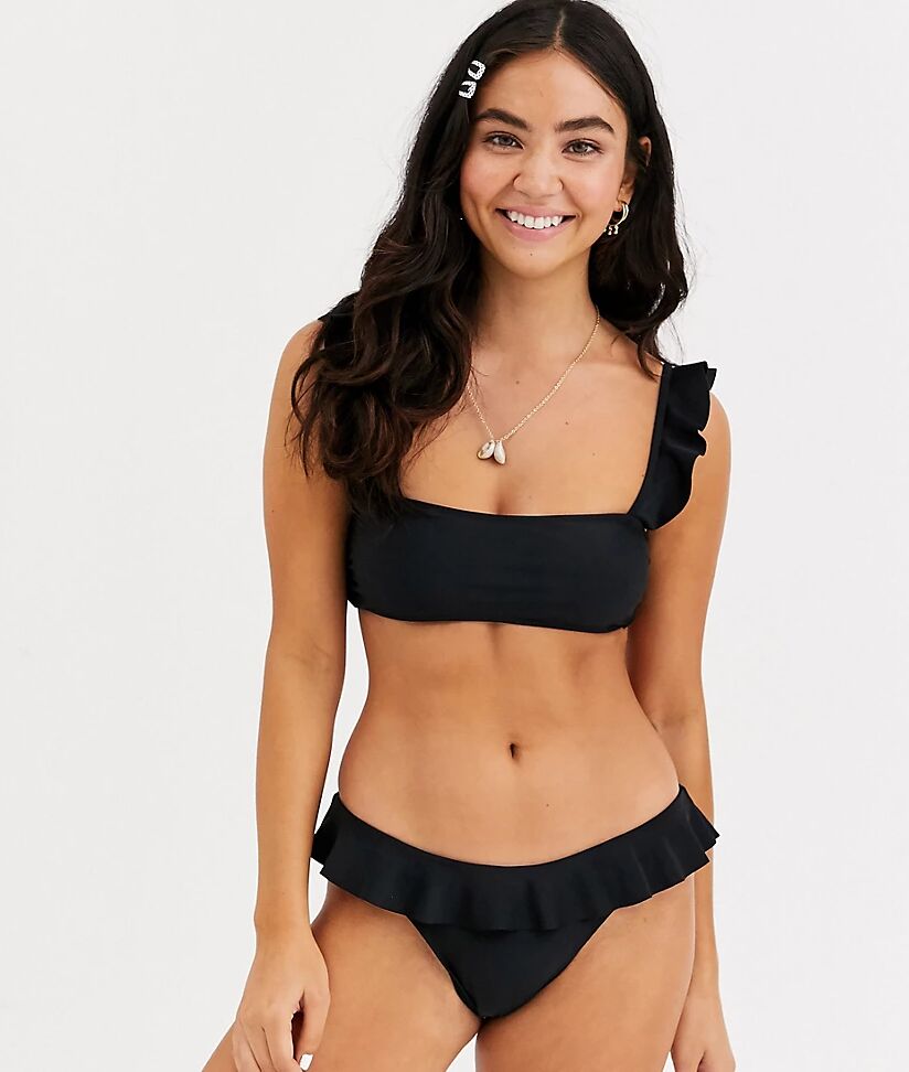 Glamorous Exclusive frill bikini bottom in black  Black