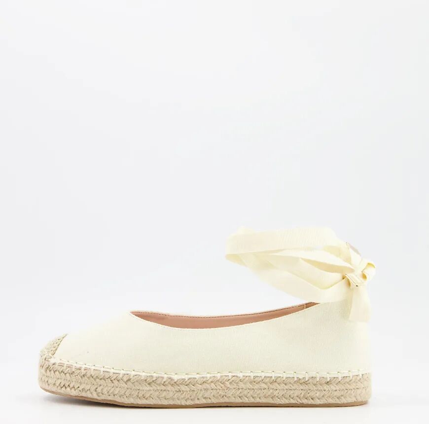 Glamorous Wide Fit ankle tie espadrilles in natural-Neutral  Neutral