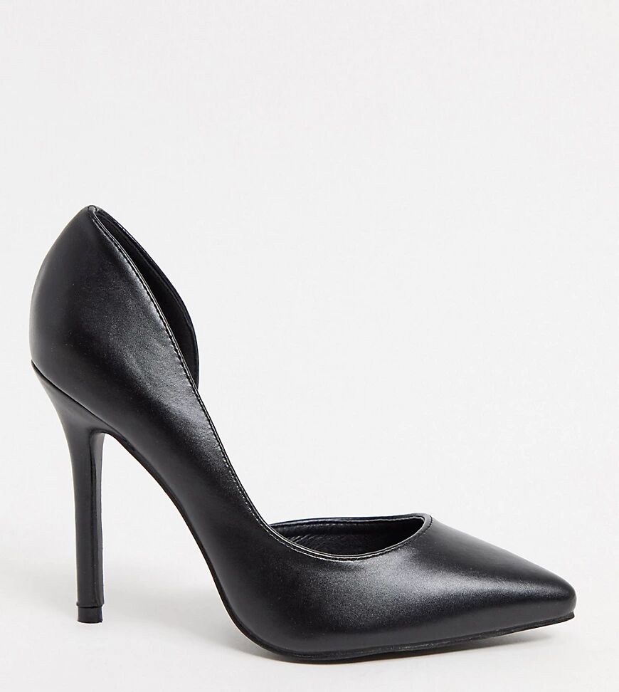 Glamorous Wide Fit D'orsay court shoes in black  Black