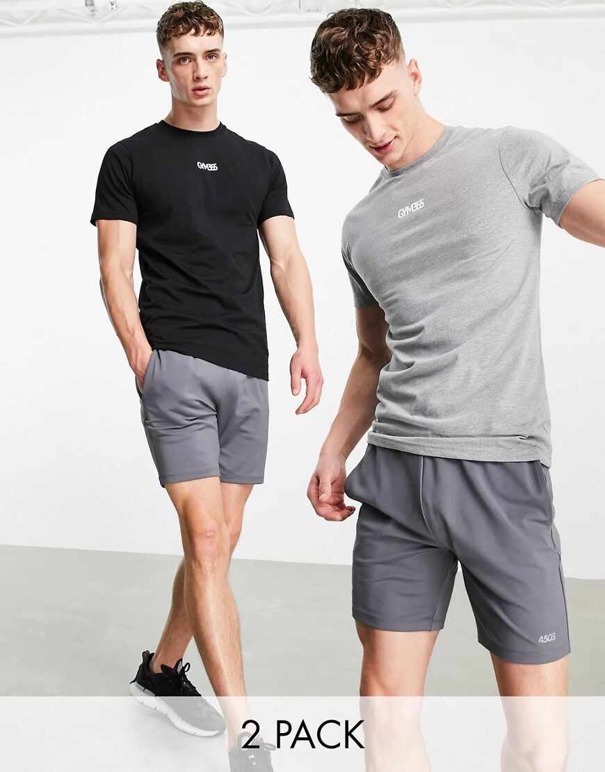 Gym 365 multipack 2 t-shirts in black/grey marl  Multi