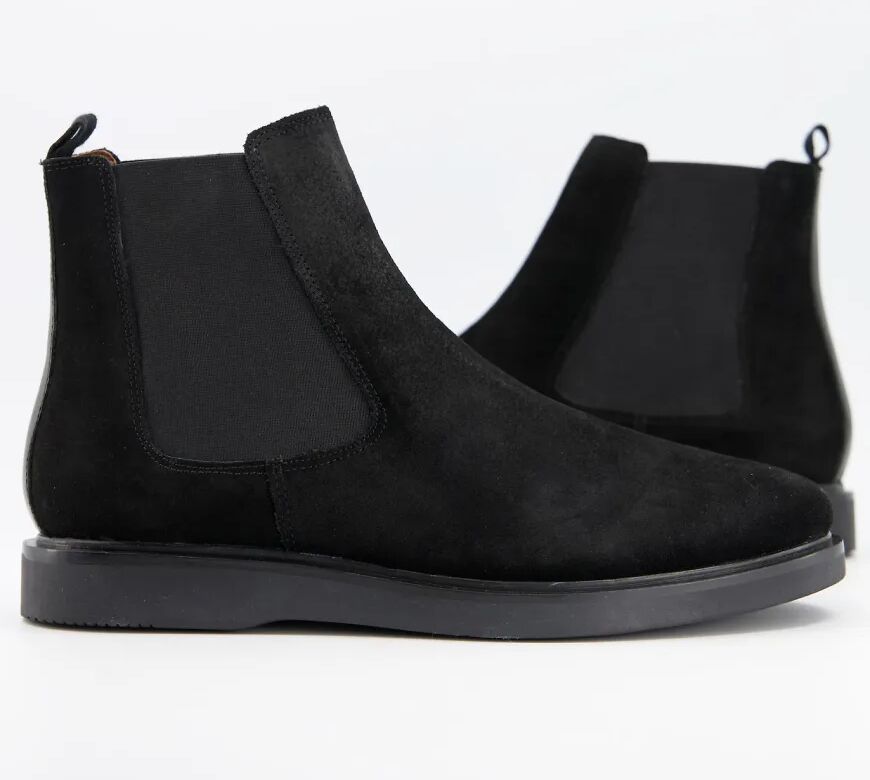 H by Hudson padley chelsea boots in black suede  Black