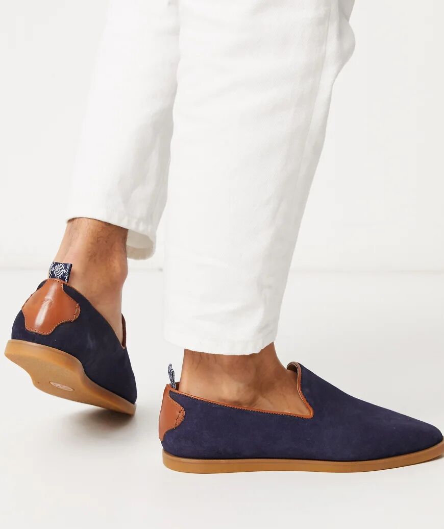 H By Hudson parker suede slip on loafers in navy suede  Navy