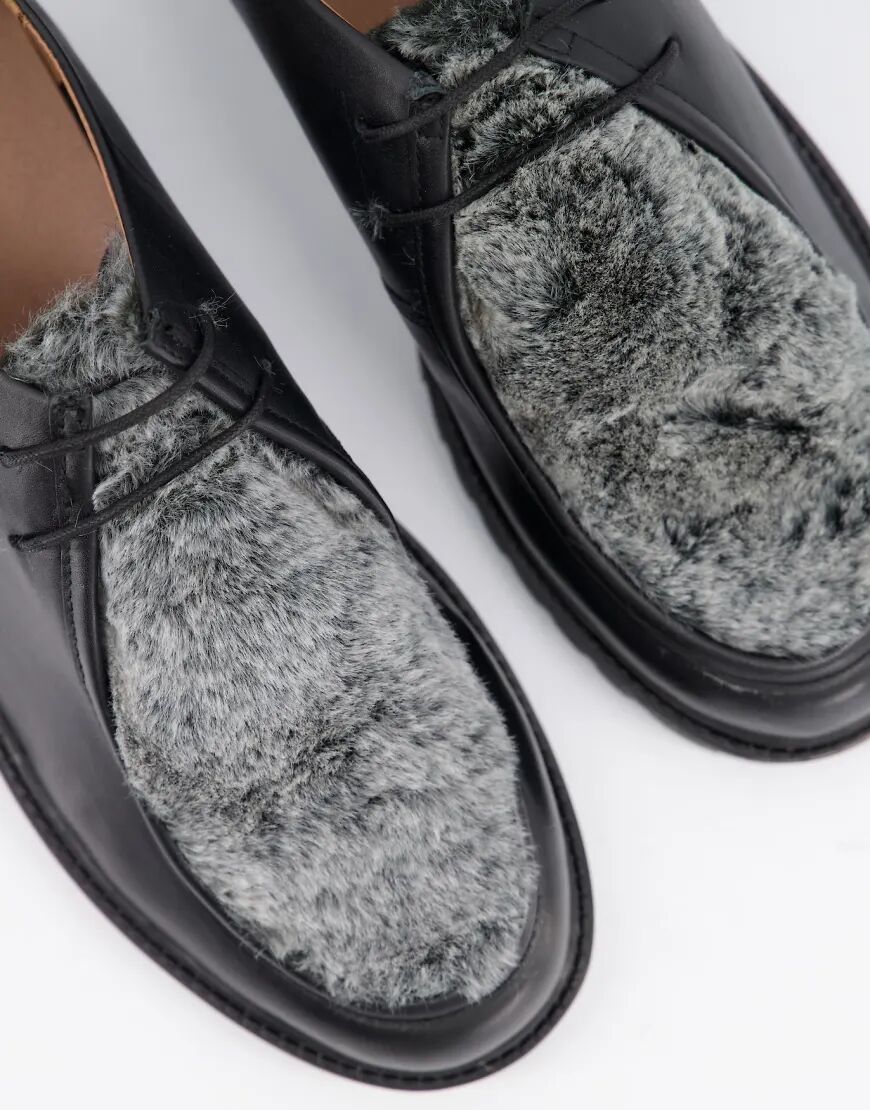 H by Hudson sledge Faux fur shoes in black  Black