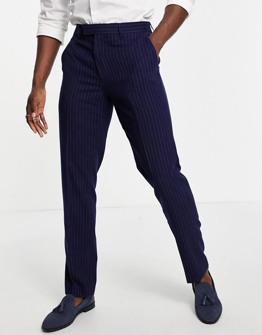 Harry Brown blue pinstripe slim fit suit trousers  Blue