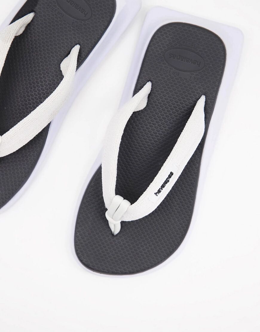 Havaianas Tradi Zori square toe flip flops in black mix  Black