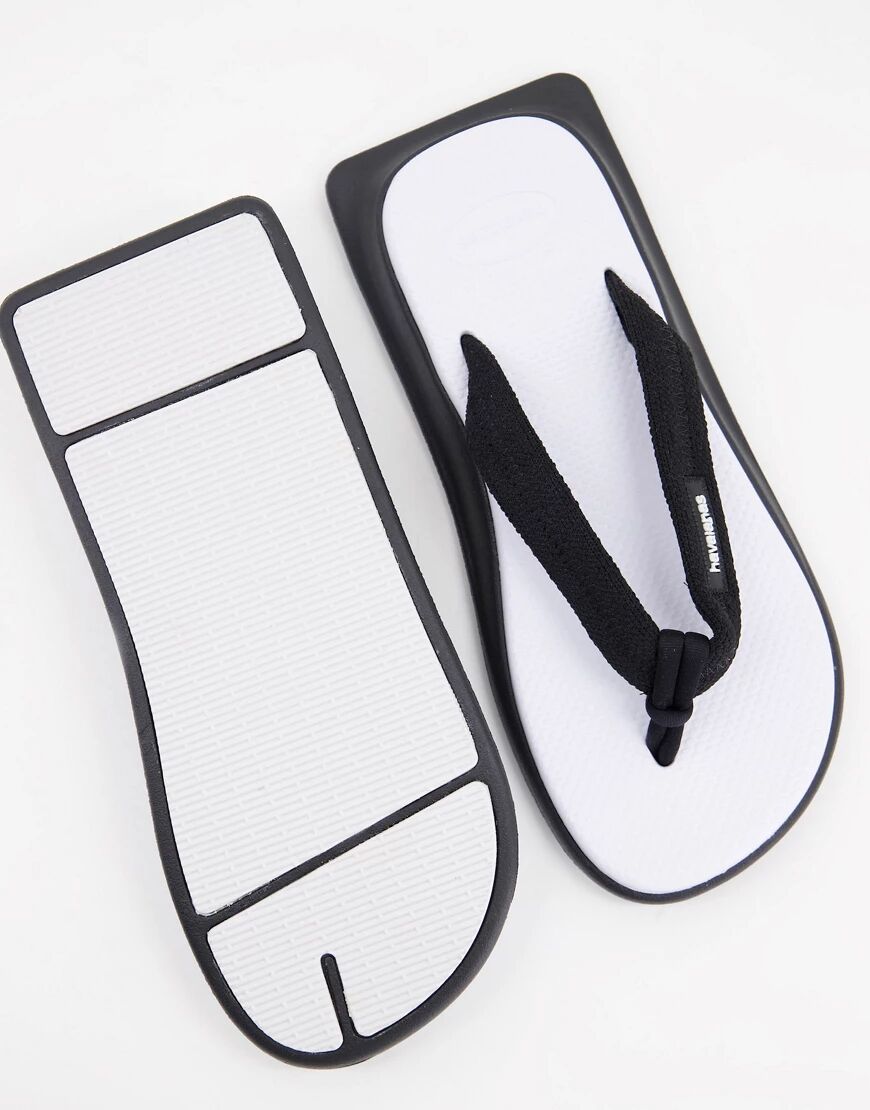 Havaianas Tradi Zori square toe flip flops in white mix  White