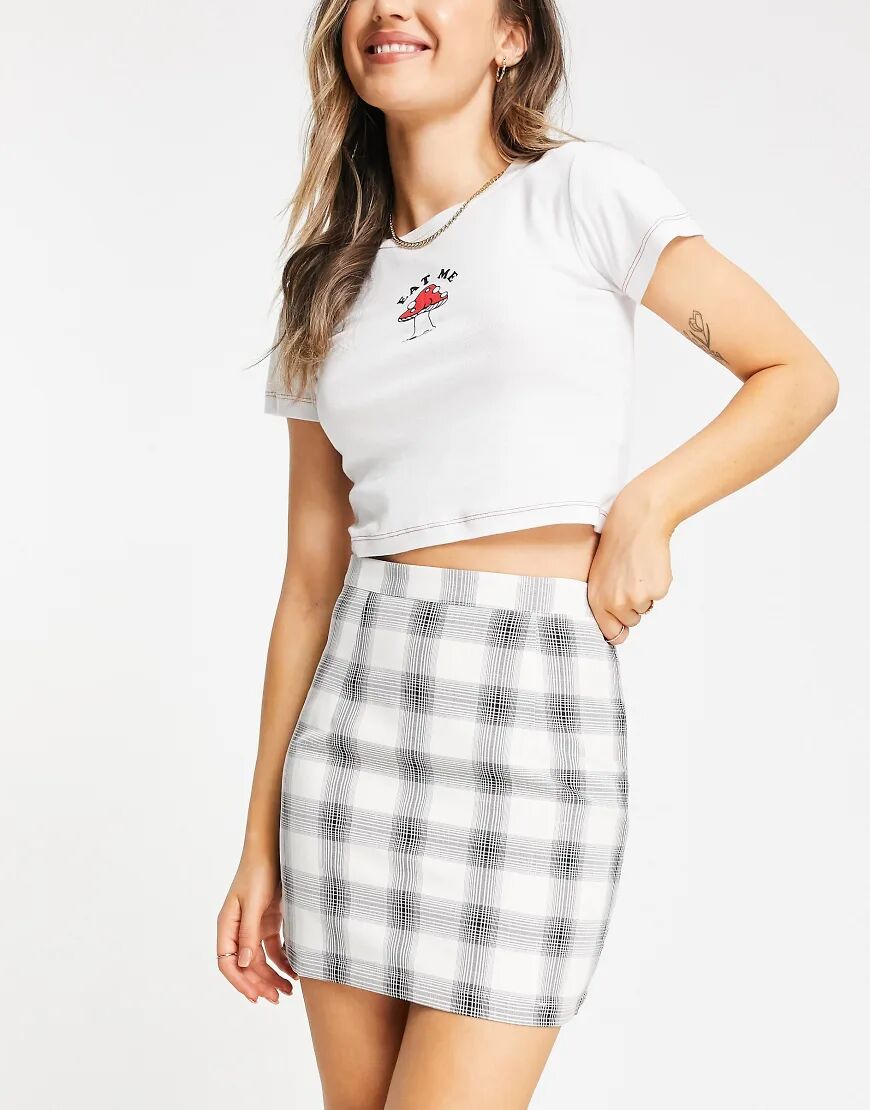 Heartbreak mini skirt co-ord in check-Black  Black