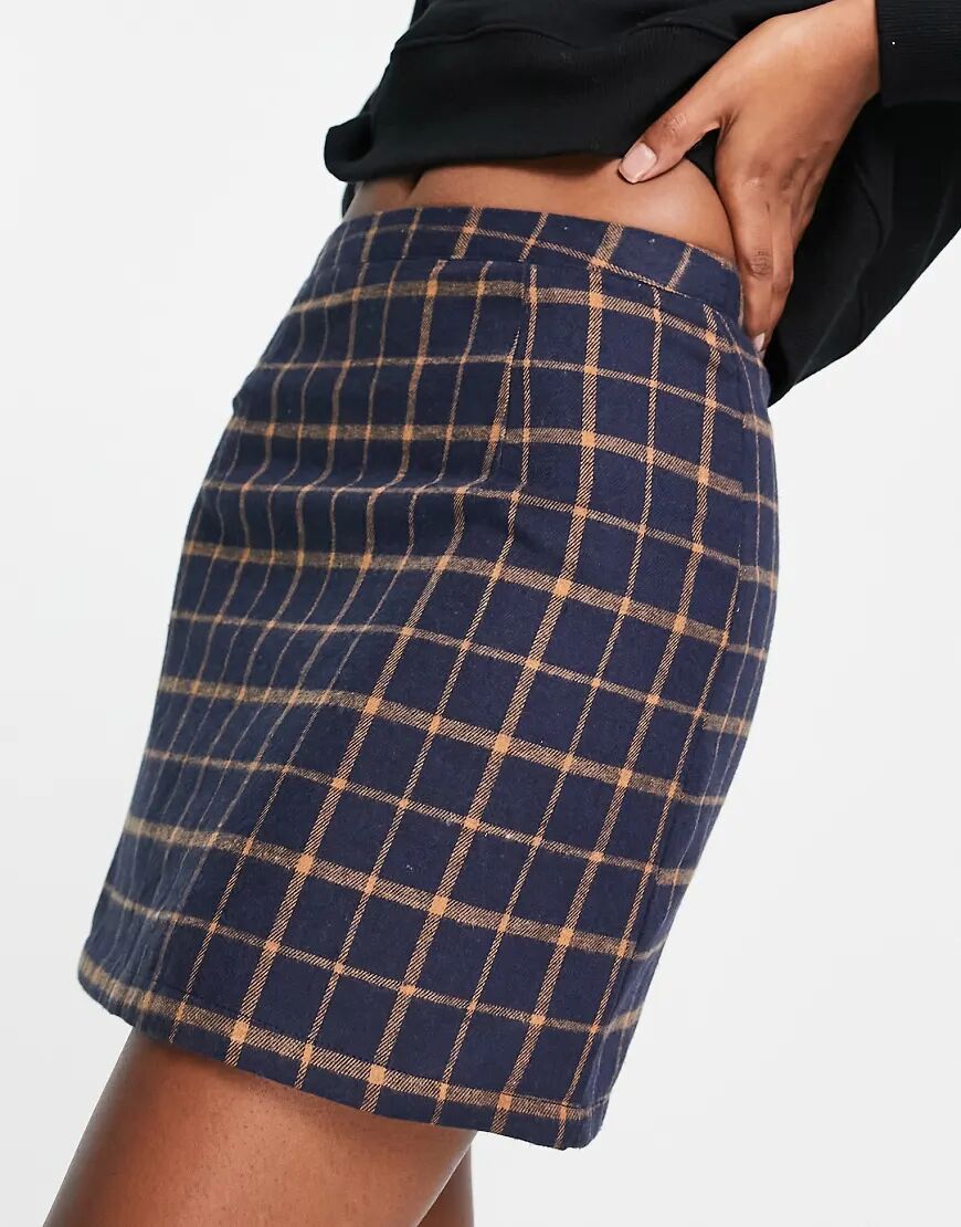 Heartbreak tailored mini skirt in navy and orange check  Navy