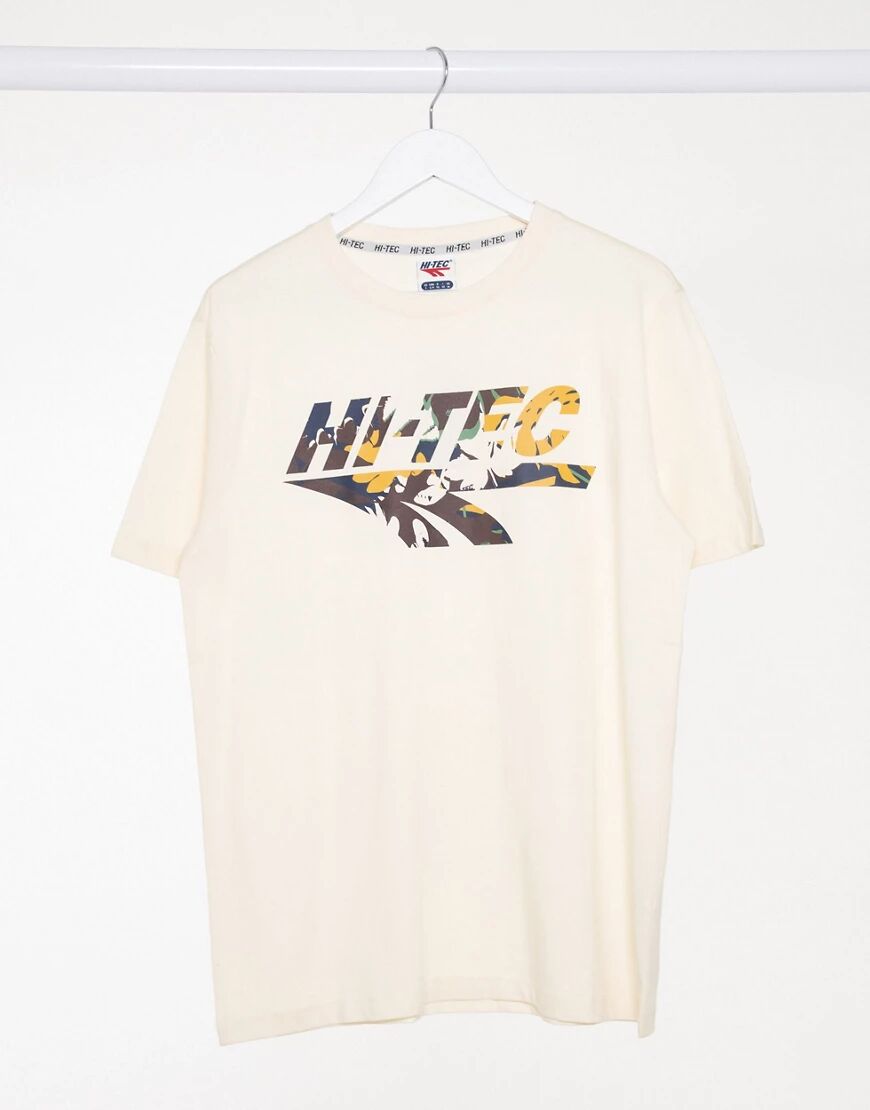 HI-Tec large camo logo t-shirt in cream-White  White