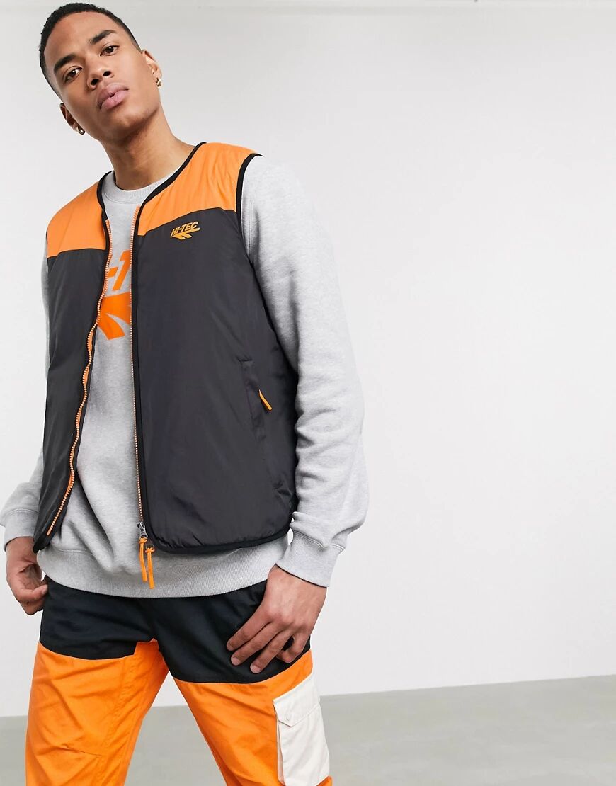 Hi-Tec puffer gilet in orange and black  Black