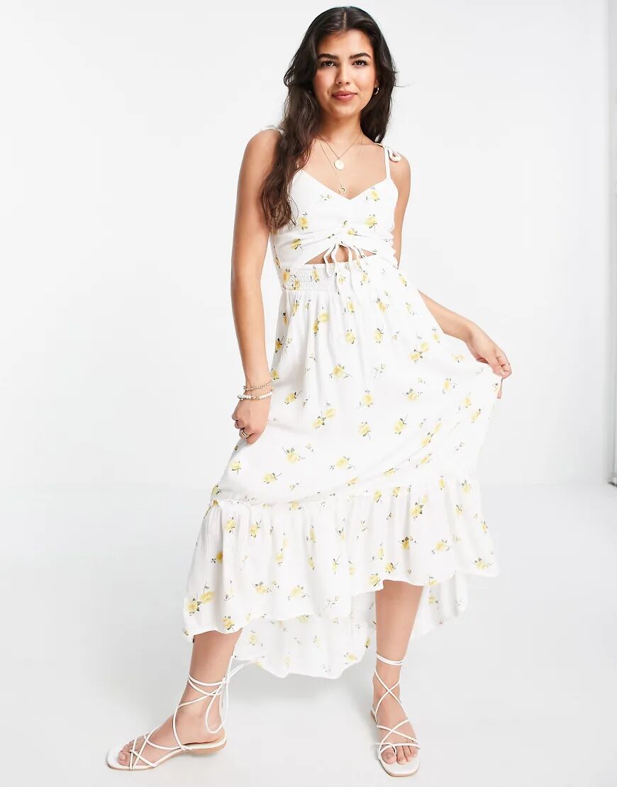 Hollister midi dress in white floral print  White