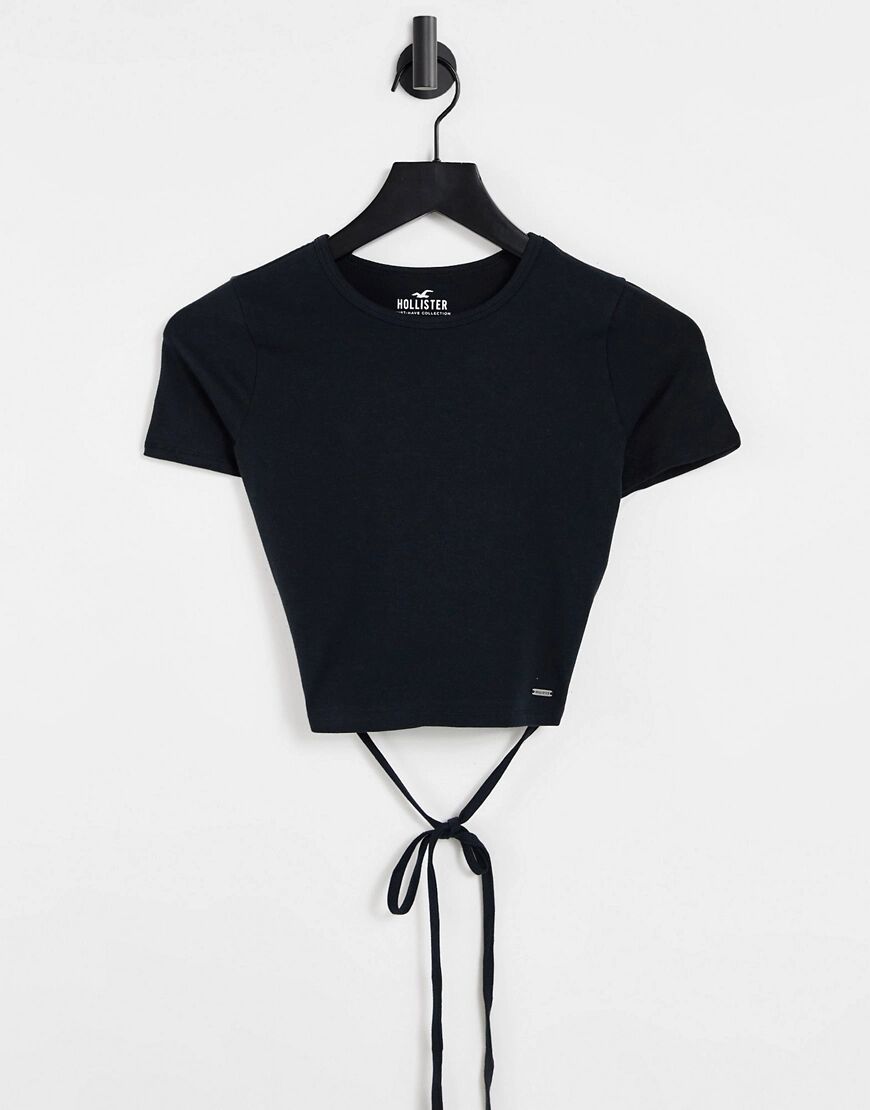 Hollister strappy short sleeve t shirt in black  Black