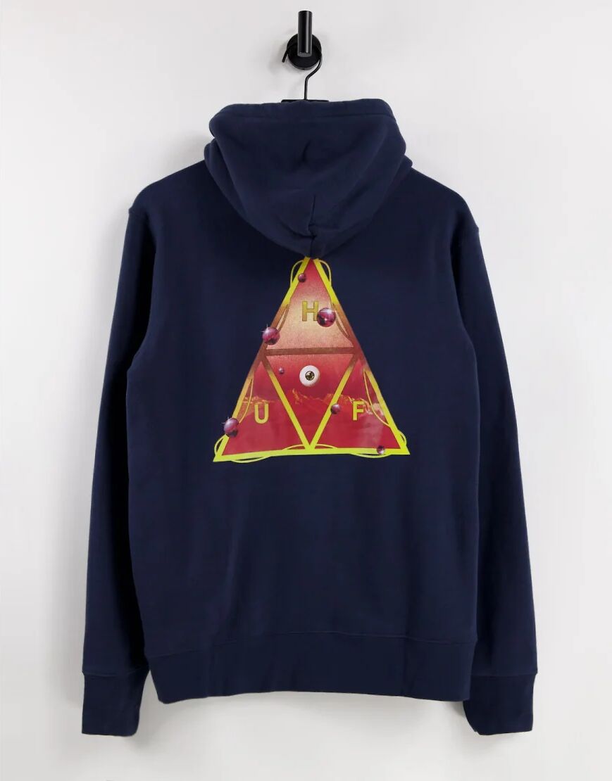 HUF altered state back print hoodie in navy  Navy