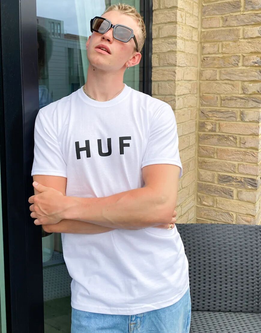 HUF essentials OG logo t-shirt in white  White