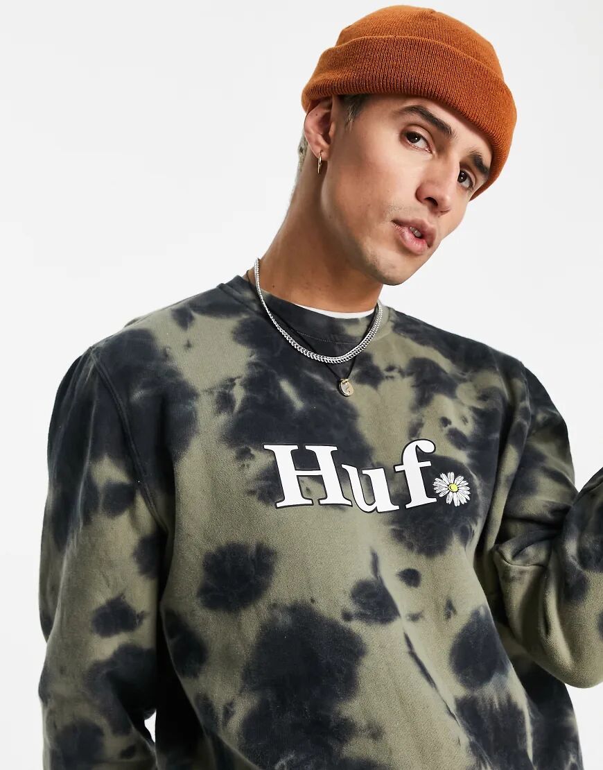 HUF in bloom co-ord tie-dye sweatshirt in olive-Green  Green