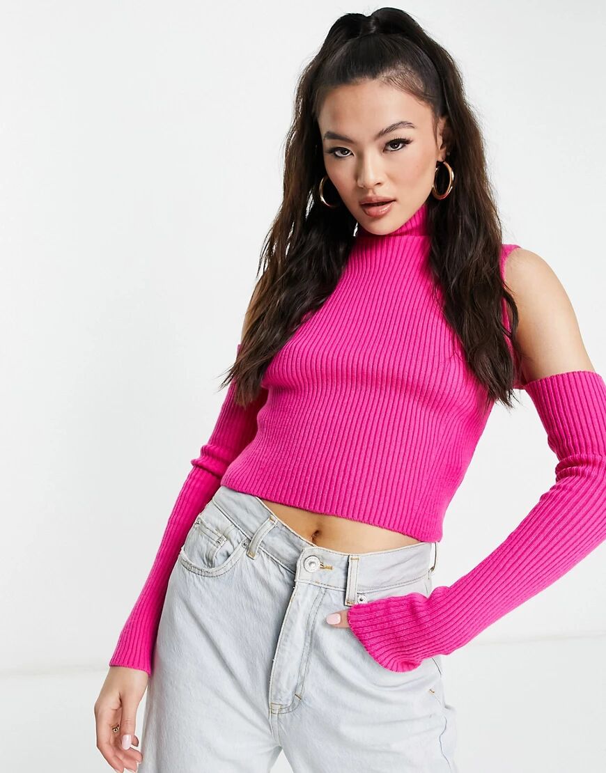 I Saw It First cold shoulder jumper in hot pink  Pink