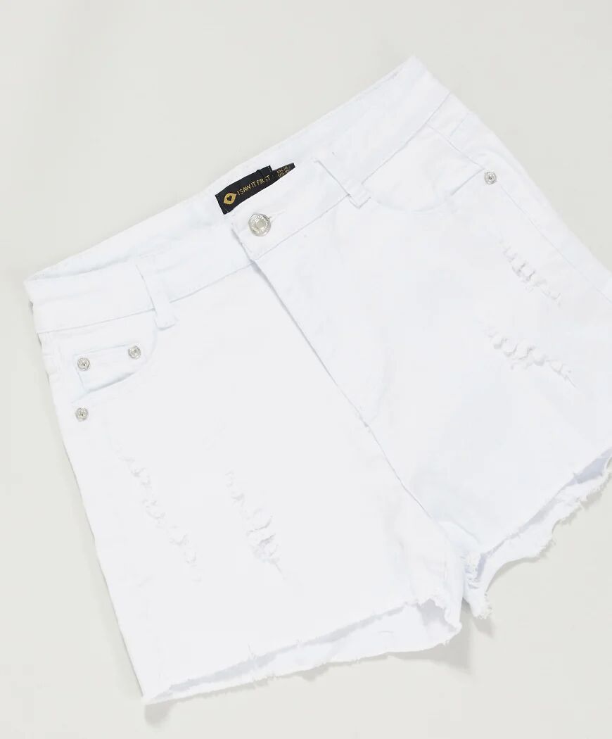 I Saw It First distressed skinny fit shorts in white  White