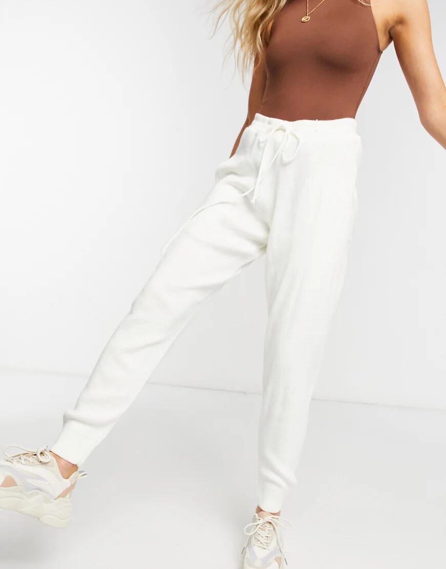 In The Style knitted joggers in cream-White  White