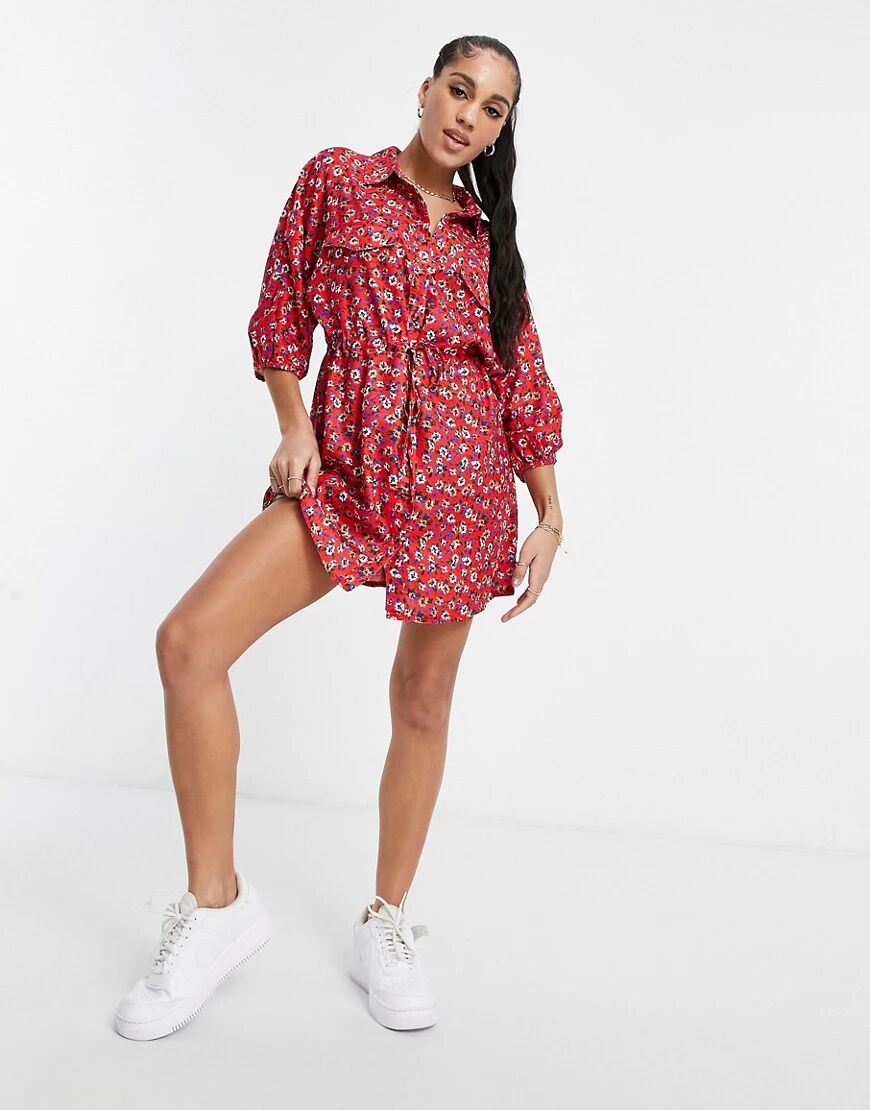 In The Style shirt dress in floral-Multi  Multi