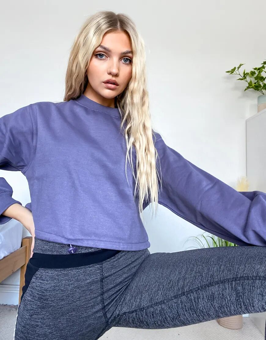 In The Style x Courtney Black activewear cropped sweatshirt co ord in charcoal-Grey  Grey