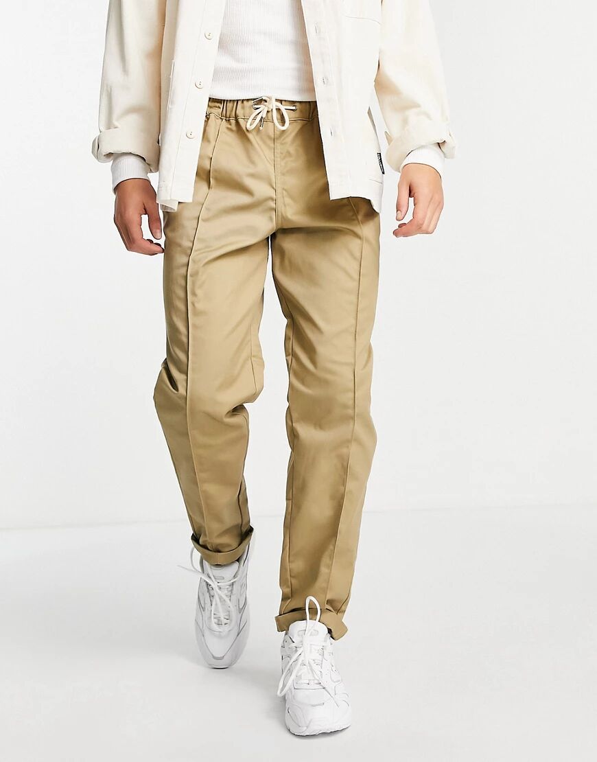 Jack & Jones Intelligence trouser with drawstring waist and front seam in beige-Neutral  Neutral