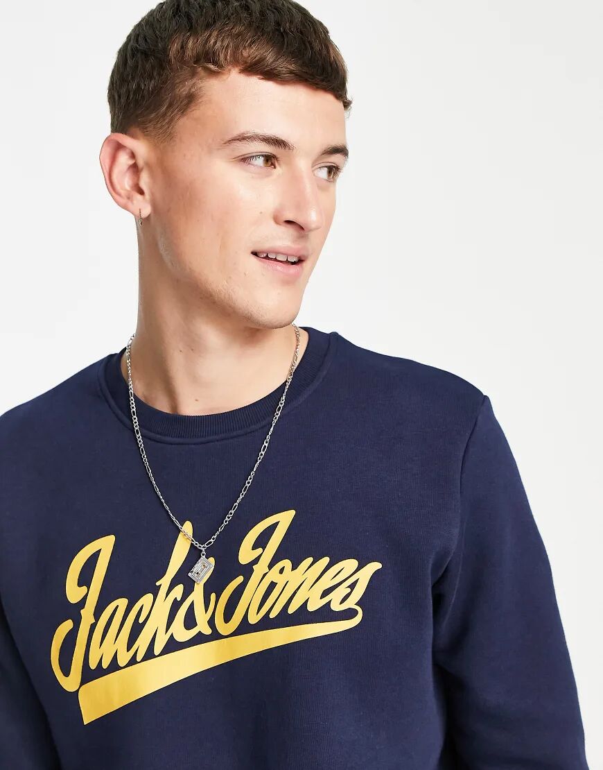 Jack & Jones large logo sweatshirt in navy  Navy