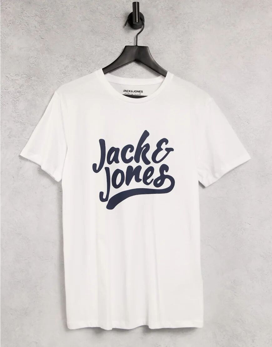 Jack & Jones logo t-shirt in optical white  White