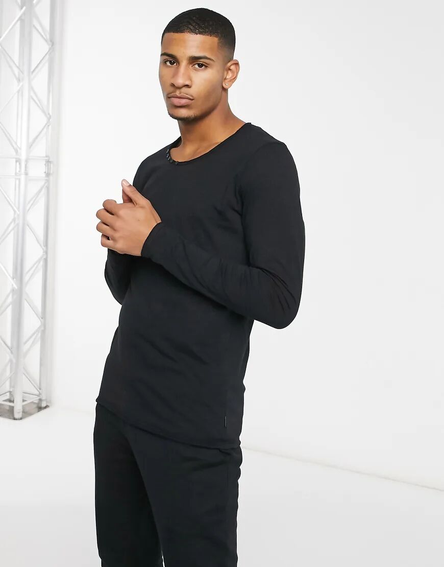 Jack & Jones long sleeve top-Black  Black