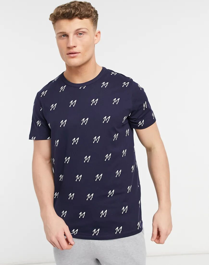 Jack & Jones lounge t-shirt with logo in navy-Blue  Blue