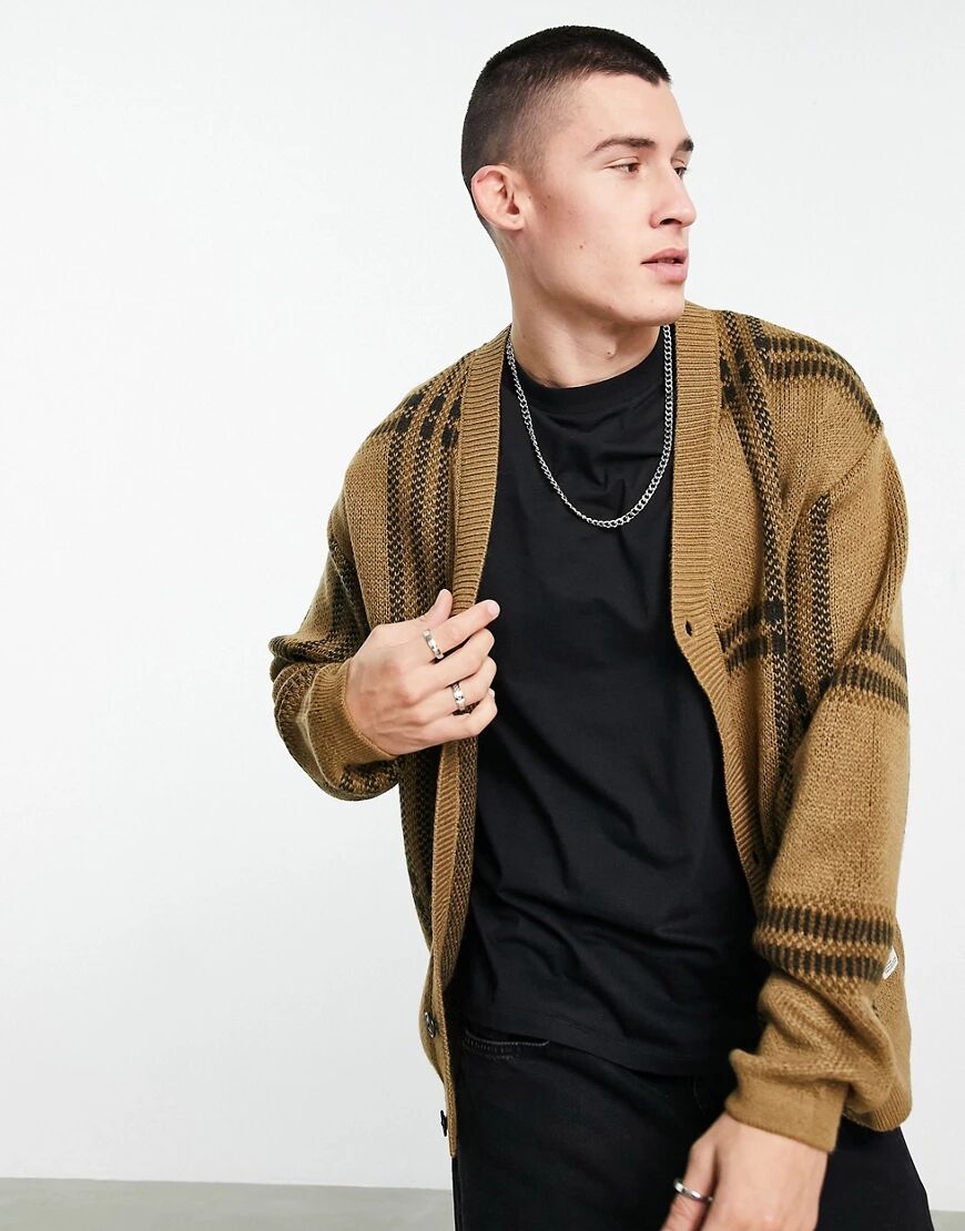 Jack & Jones Originals checked cardigan in brown  Brown