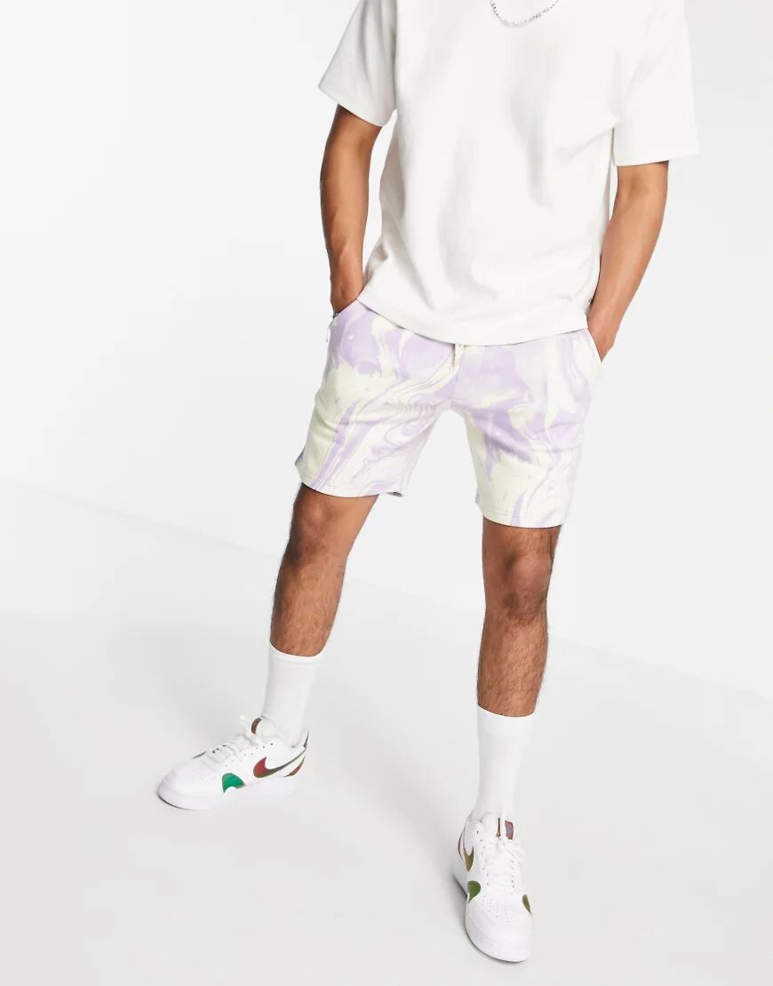 Jack & Jones Originals co-ord tie dye short in lilac-Purple  Purple