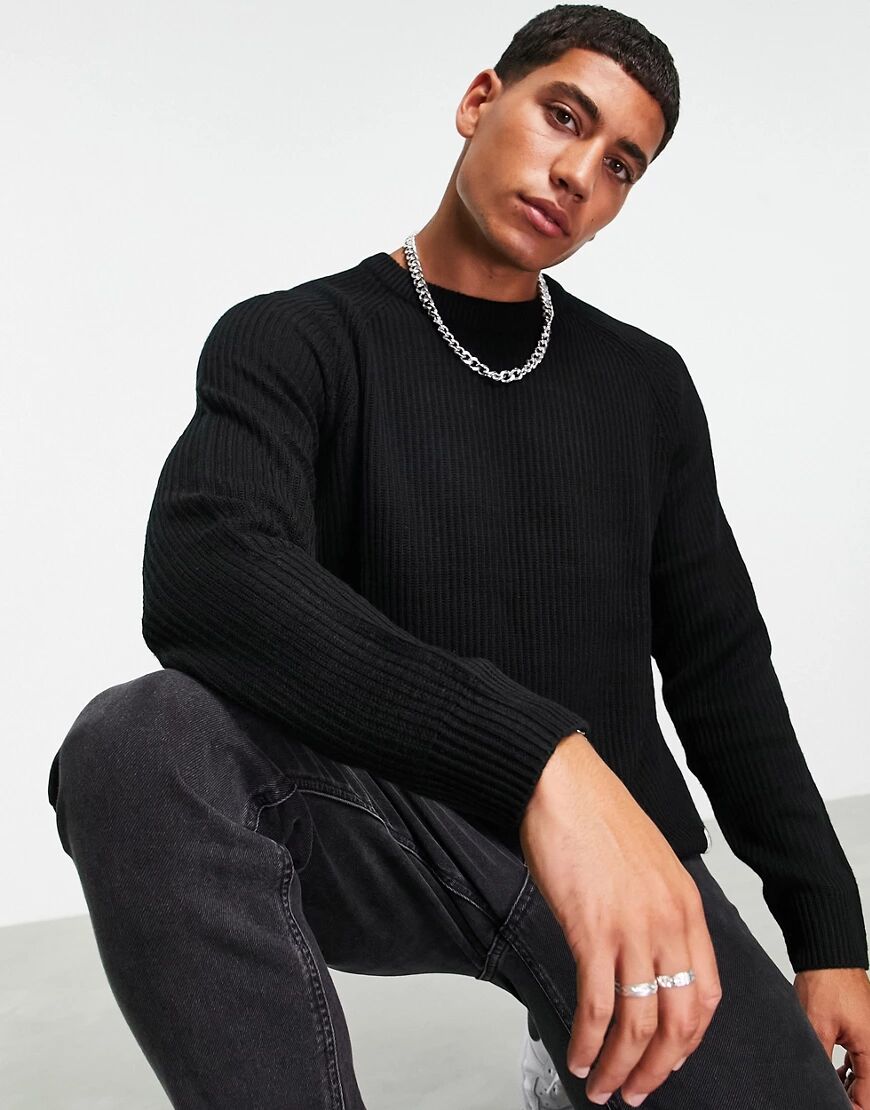 Jack & Jones Originals ribbed jumper in black  Black