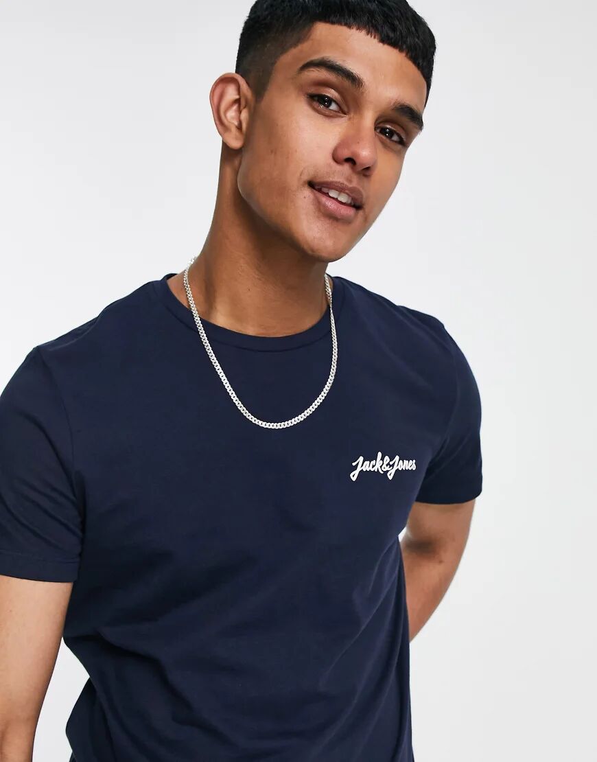 Jack & Jones Originals small chest logo t-shirt in navy  Navy