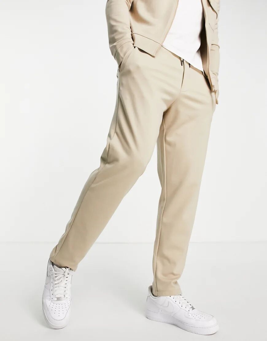 Jack & Jones Premium co-ord joggers in beige-Neutral  Neutral