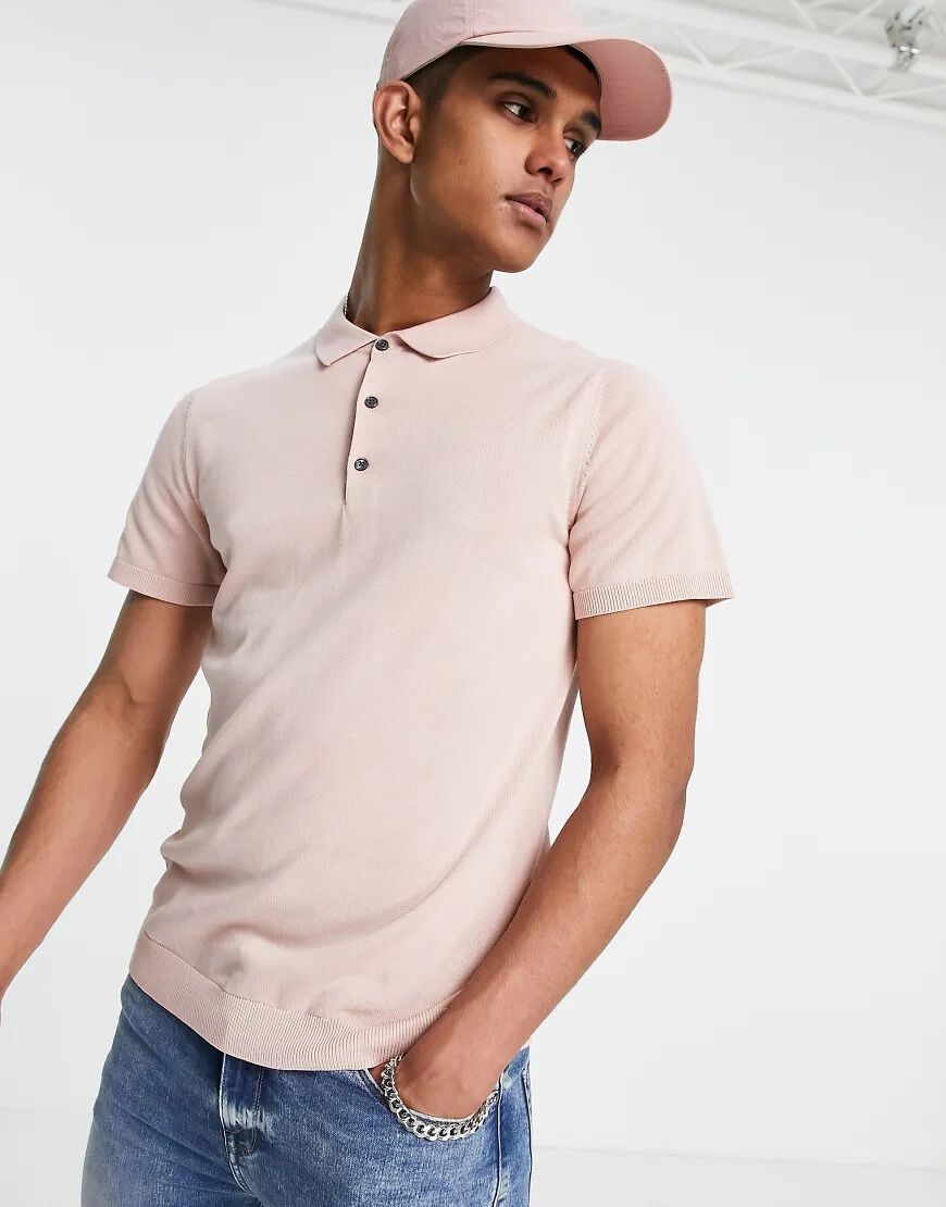 Jack & Jones Premium knitted polo in pink  Pink