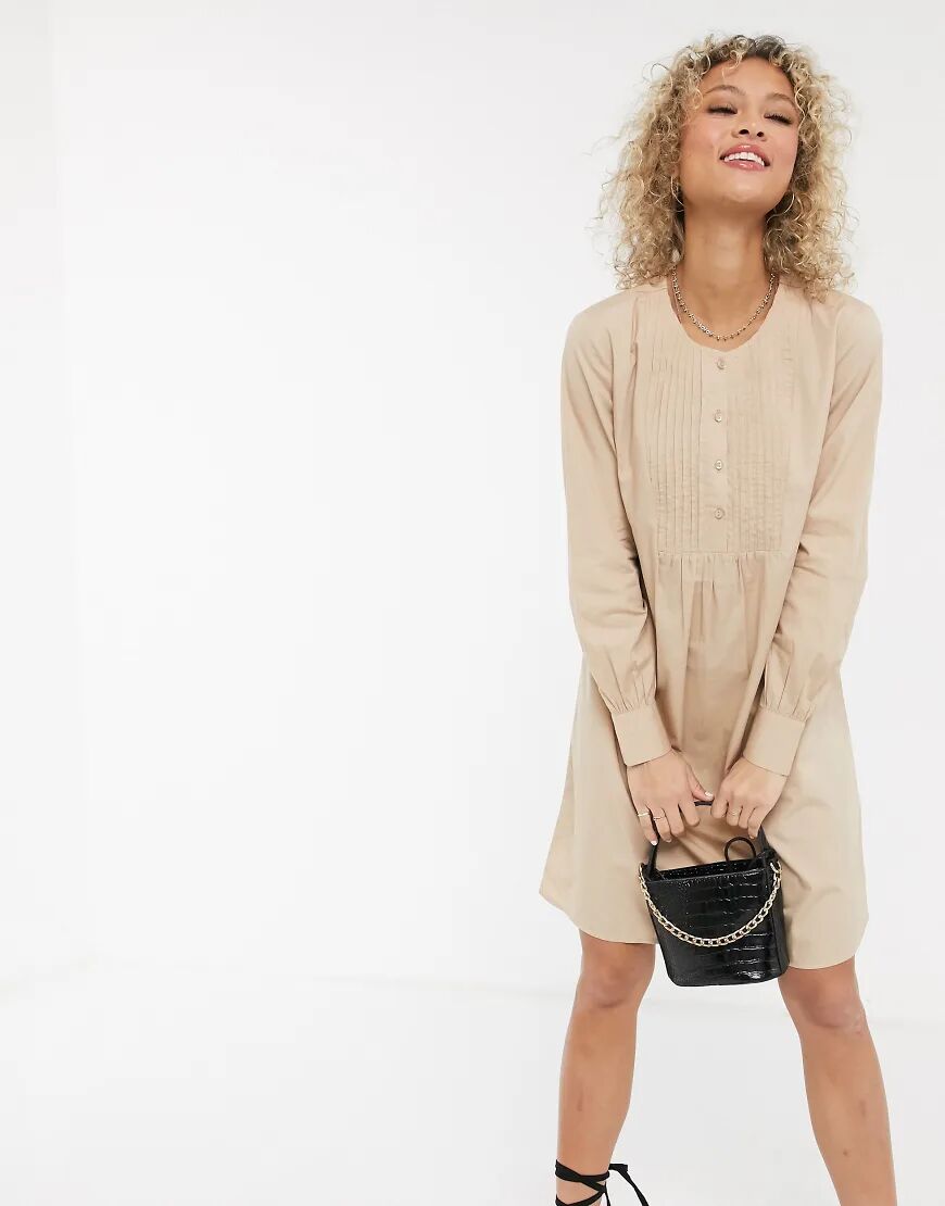 JDY shirt dress with front detail in beige-White  White