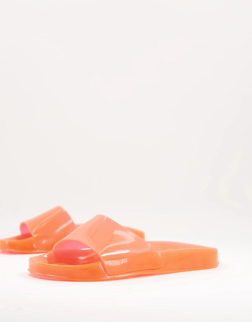 Juju jelly flat slides in bright coral-Pink  Pink