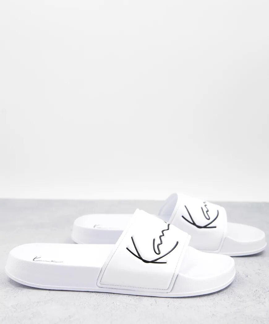 Karl Kani signature sliders in white  White