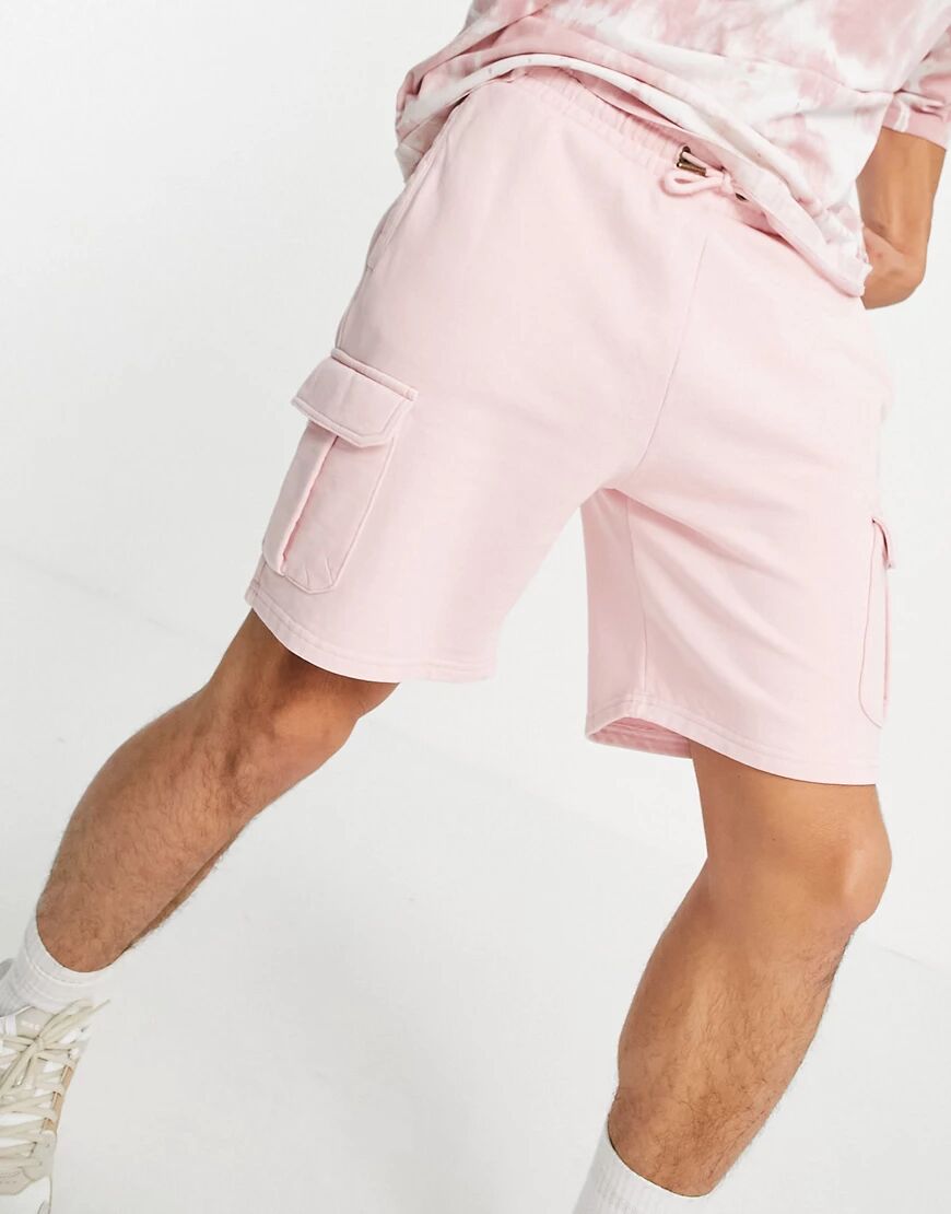 Karl Kani small signature washed cargo shorts in rose-Pink  Pink