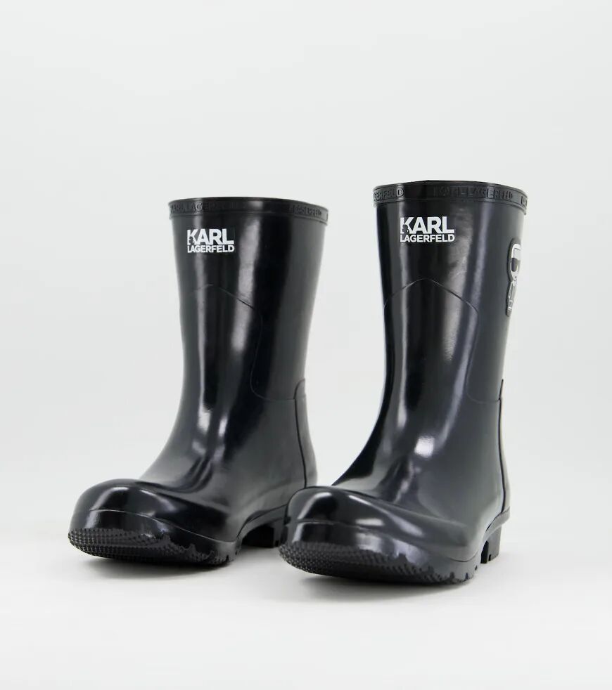 Karl Lagerfeld Kalosh midi wellies in hi shine black  Black