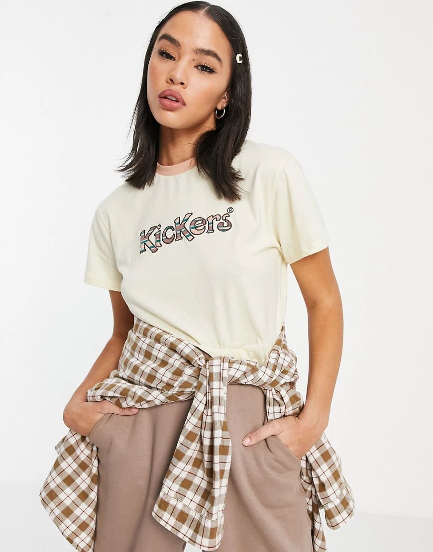 Kickers relaxed t-shirt with retro stripe front logo-Neutral  Neutral